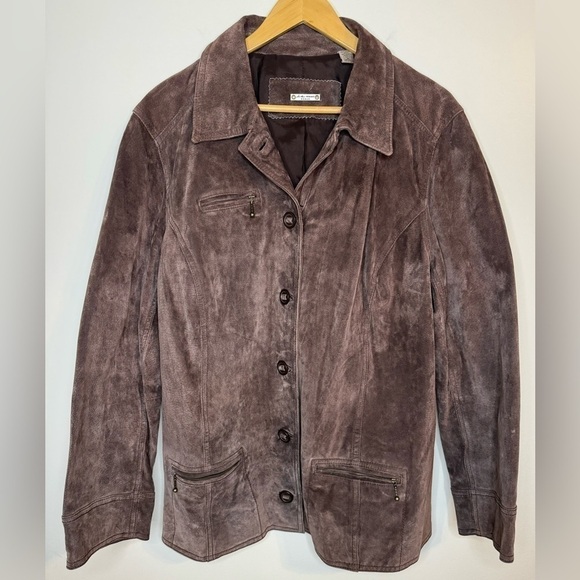 i.e. Relaxed Woman Brown Suede Leather Jacket Size 2XL - Picture 1 of 8